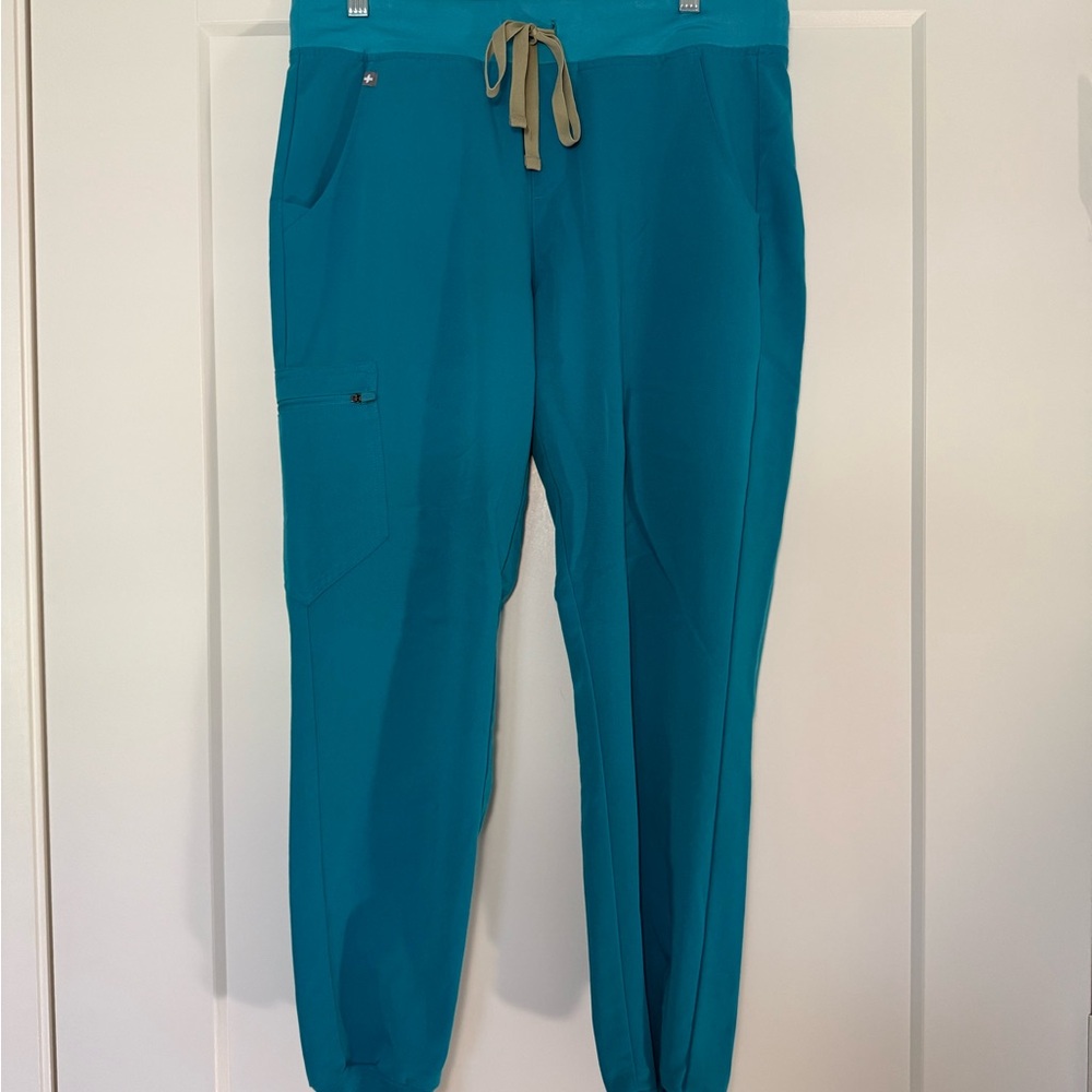 Teal high waisted figs joggers